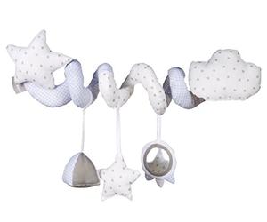 roba Spirale Passeggino Kleine Wolke, in Tessuto, Peluche, Gioco per Bambini, Materiale Morbido e Sostenibile, da Apporre su Carrozzine, Box e Lettini, Azzurro