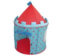 roba Tenda da Gioco - Castello del Cavaliere - Casetta da Gioco in Tessuto - 105 x 135 cm - Telaio con Barre in Fibra di Vetro - 1 Porta e 2 Finestre - Borsa Inclusa - Azzurro e Rosso