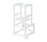 roba Torre d'Apprendimento Montessori, Sgabello Sicuro per Bambini, Ideale come Aiuto in Cucina, Supporta fino a 80 kg, Base Regolabile in Altezza su 3 Posizioni, Legno Laccato Bianco