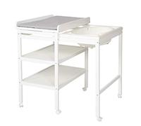 roba Vasca da Bagno Baby Pool con Fasciatoio Girevole sul Lato roba Style, 2 Ruote con Freni, con Materassino Grigio Impermeabile, Lavabile e Imbottito, Salvaspazio, Legno Laccato Bianco