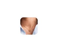 Robaice Collana da donna con ciondolo a forma di cerchio dorato, con doppio cerchio intrecciato, Ottone, Nessuna pietra preziosa