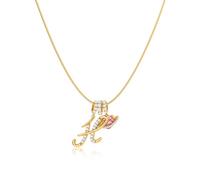 Robaice Collana da donna placcata oro 14 K, ciondolo a forma di cuore con pianeta rosa, con catena rotonda a spina di pesce, non si ossida, regalo per lei, 16'' + 2'' extender, Metallo, Non pietra