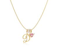Robaice Collana da donna placcata oro 14 K, ciondolo a forma di cuore con pianeta rosa, con catena rotonda a spina di pesce, non si ossida, regalo per lei, 16'' + 2'' extender, Metallo, Non pietra