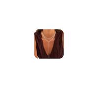 Robaice Collana lunga a strati in oro e argento da donna, catena per il corpo a Y, collana sexy con pendente a goccia da spiaggia Boho Bolo per vacanze o ballo di fine anno, Extra Large, Ottone