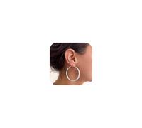 Robaice Orecchini a cerchio da donna, in argento Sterling 925, leggeri e ipoallergenici, gioielli alla moda, da indossare tutti i giorni o come regalo per lei, 50mm Silver Hoop, Argento sterling, Non
