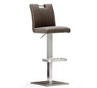 Robas Lund Ca.Sta-Sgabello da Bar in Pelle, Colore: Marrone, B/H/T: ca. 42 x 89-114 x 51 cm