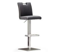 Robas Lund Ca.Sta-Sgabello da Bar in Pelle, Colore: Nero, L/H/P, B/H/T: ca. 42 x 89-114 x 51 cm