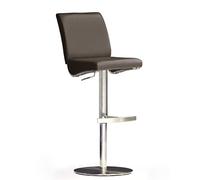Robas Lund di.AZ - Sgabello da Bar in Poliuretano e Acciaio Inox, Rotondo, Girevole a 360°, Ca. 42 x 87-112 x 50 cm, Colore: Marrone