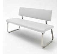 Robas Lund Panchina per Sala da Pranzo con Schienale, Similpelle, Bianco, 175x86x59