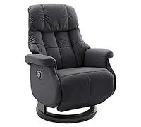 Robas Lund Poltrona Relax Calgary Comfort L, Portata Fino a 130 kg, Girevole, in Vera Pelle Nera, Struttura in Legno Nero