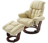 Robas Lund sedia con crema pouf in pelle Calgrey naturale / Crema e noce / nero naturale / noce nero / marrone 90 x 91-122 x 89 cm a 104 cm 64023CK5 relax