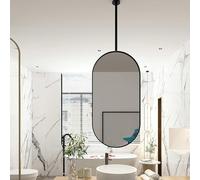 ROBAUN Bagno Bagno soffitto Ovale sospeso Specchio ，Wall Vanity Trucco specchi Telaio in Metallo Nero ，Home Moderno Decorativo rasatura Specchio(23.6"L x 19.7" W)