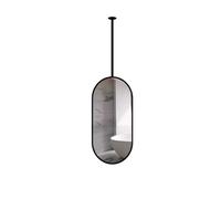 ROBAUN Bagno Specchio Metallo palo soffitto sospeso Specchio, a Parete sospeso corridoio soffitto sospeso Asta Specchio, Ovale sospeso Specchio(Black,80cm L x 50cm W)