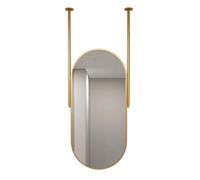 ROBAUN Moderno Oro soffitto sospeso Specchio Ovale con Bastoncini del soffitto, Bagno sospeso Trucco rasatura Specchio Ingresso Salotto Parete Decorativo Specchio(23.6"L x 15.7" W)