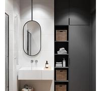 ROBAUN Soffitto sospeso Specchio Ovale Nero vanità Specchio Trucco rasatura specchi, Guardaroba Bagno Bagno Specchio, Soggiorno Camera da Letto Ingresso Specchio Decorativo(W 40cm x L 60cm)