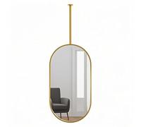 ROBAUN Soffitto Specchio, Ovale Nero Oro Bagno Specchio Parrucchiere Specchio Bagno sospeso Specchio(Oro,50 * 70cm)