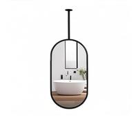ROBAUN Soffitto Specchio, Ovale Nero Oro Bagno Specchio Parrucchiere Specchio Bagno sospeso Specchio(Black,40 * 60cm)