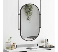 ROBAUN Specchio Ovale sospeso Bastone specchi Parete Decorazione soffitto Montaggio Bagno Specchio, Personalizzabile(27.6"L x 19.7" W)