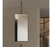 ROBAUN Specchio Quadrato con Asta sospesa, Specchio Montato al soffitto per la rasatura della vanità del Bagno, Specchio Rettangolare a Telaio Nero(23.6"L x 15.8" W)