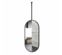 ROBAUN Specchio sospeso al soffitto con palo in Metallo, Specchio sospeso del Bagno del corridoio Montato a Parete, Specchio Ovale Nero Oro(Black,27.5"L x 19.6" W)
