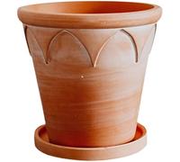 ROBAUN Vasi Rotondi in Terracotta con piattini, vasi for Piante da Interno in Ceramica - Contenitori for Fiori da 7,1 Pollici con Foro di Scarico