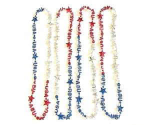 Robbstark 4 ° luglio collana con perline per il giorno dell'indipendenza rosso, bianco e blu accessori patriottici partito gioielli (12 pezzi)