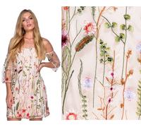 robe femme tunique d'été fleurie élégante broderie bardot bateau 8112