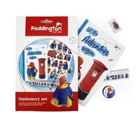 Robert Frederick Paddington - Set di cancelleria per bambini, quaderno A5, matita, righello, gomma, temperamatite e adesivi, materiale per il ritorno a scuola per bambini dai 3 anni in su