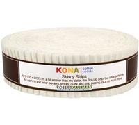 Robert Kaufman Skinny Strips Kona Solids Snow Colorway 40Pcs 1 2"