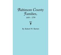 Robert W Barnes Baltimore County Families, 1659-1759 (Tascabile)