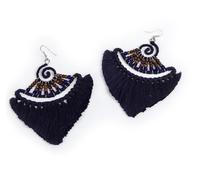 Roberta Roller Rabbit Orecchini A Pendente Frangi Blu Navy Da Donna $55 NUOVI