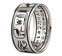 RobertDTesta Anello Anubis Egiziano in Argento S925, Per Uomo E Donna Anello in Argento Vintage Con Testo Geroglifico Per La Coppia Di Donne,Argento,10