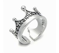RobertDTesta Anello con Corona da Uomo in Argento Sterling S925, Anello con Corona Aperta,Argento,8