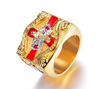 RobertDTesta Anello Massonico da Uomo con Corona A Croce, Anello in Acciaio Inossidabile con Diamante A Croce Vintage Gotico,d'oro,11