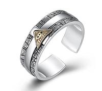 RobertDTesta Anello Occhio di Horus da Uomo in Argento Sterling S925, Anello Occhio di Dio Regolabile Aperto Vintage Gotico,Argento,12