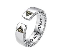 RobertDTesta Anello Occhio di Horus da Uomo in Argento Sterling S925, Anello Occhio di Dio Regolabile Aperto Vintage Gotico,Argento,12
