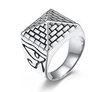 RobertDTesta Anello Piramide Dell'antico Egitto, Anello Da Uomo in Acciaio Inossidabile Con Occhio Di Horus, Gioielli Tribali Religiosi,Argento,8