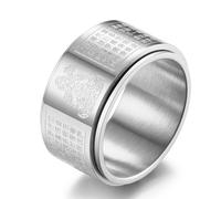RobertDTesta Anello Rotante in Acciaio Al Titanio Buddista Di Stile Etnico, Anello Rotante in Acciaio Inossidabile Buddista Alla Moda,Argento,9