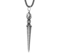 RobertDTesta S925 Argento Sterling Ciondolo Collana Vajra E Pestello, Ciondolo Buddista Da Uomo Vajra E Pestello,Argento,Single Pendant