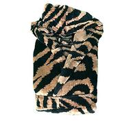 Roberto Cavalli Accappatoio Unisex in Puro Cotone Art. Zebra (Nero/Biscotto, S/M)