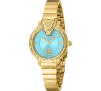 Roberto Cavalli by Franck Muller - Orologio da polso da donna al quarzo Moda bracciale e cassa in Acciaio INOX di colore Oro display analogico blu - RV1L215M0051