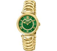 Roberto Cavalli by Franck Muller - Orologio da polso da donna al quarzo Moda bracciale e cassa in Acciaio INOX di colore Oro display analogico verde - RV1L138M0031