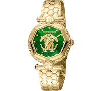 Roberto Cavalli by Franck Muller - Orologio da polso da donna al quarzo Moda bracciale e cassa in Acciaio INOX di colore Oro display analogico verde - RV1L204M0061