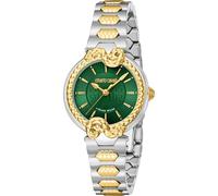 Roberto Cavalli by Franck Muller - Orologio da polso da donna al quarzo Moda bracciale e cassa in Acciaio INOX di colore Oro display analogico verde - RV1L214M0061