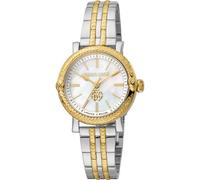 Roberto Cavalli by Franck Muller - Orologio da polso da donna al quarzo Moda bracciale e cassa in Acciaio INOX di colore Oro display analogico bianco - RV1L193M0081