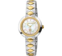 Roberto Cavalli by Franck Muller - Orologio da polso da donna al quarzo Moda bracciale e cassa in Acciaio INOX di colore Oro display analogico bianco - RV1L180M0051