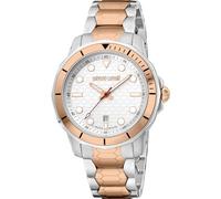 Roberto Cavalli by Franck Muller - Orologio da polso da uomo al quarzo Moda bracciale e cassa in Acciaio INOX di colore Oro display analogico grigio - RV1G159M0081