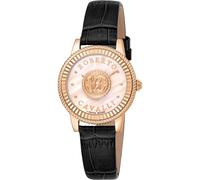 Roberto Cavalli by Franck Muller - Orologio donna al quarzo Moda cinturino in Pelle Nero cassa in Acciaio INOX display analogico oro - RV1L228L0021