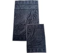 Roberto Cavalli Coppia asciugamani in spugna velur di puro cotone operato art. Okapi - Nero