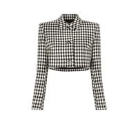 Roberto Cavalli - Gingham Cropped Blazer Slim Fit - - Jackets - Donna - Nero - S